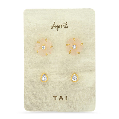 Rose Quartz Birthstone Earring Set