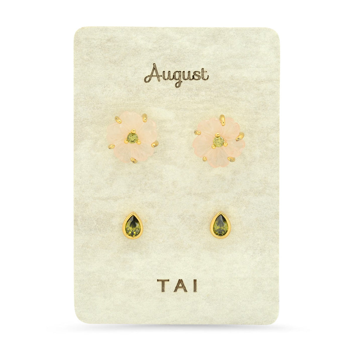 Rose Quartz Birthstone Earring Set