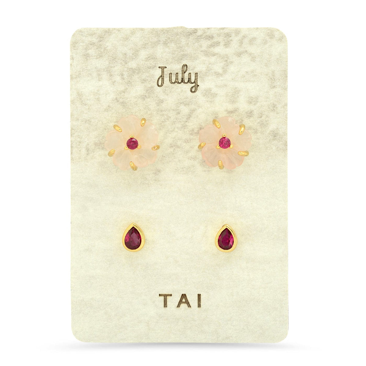 Rose Quartz Birthstone Earring Set