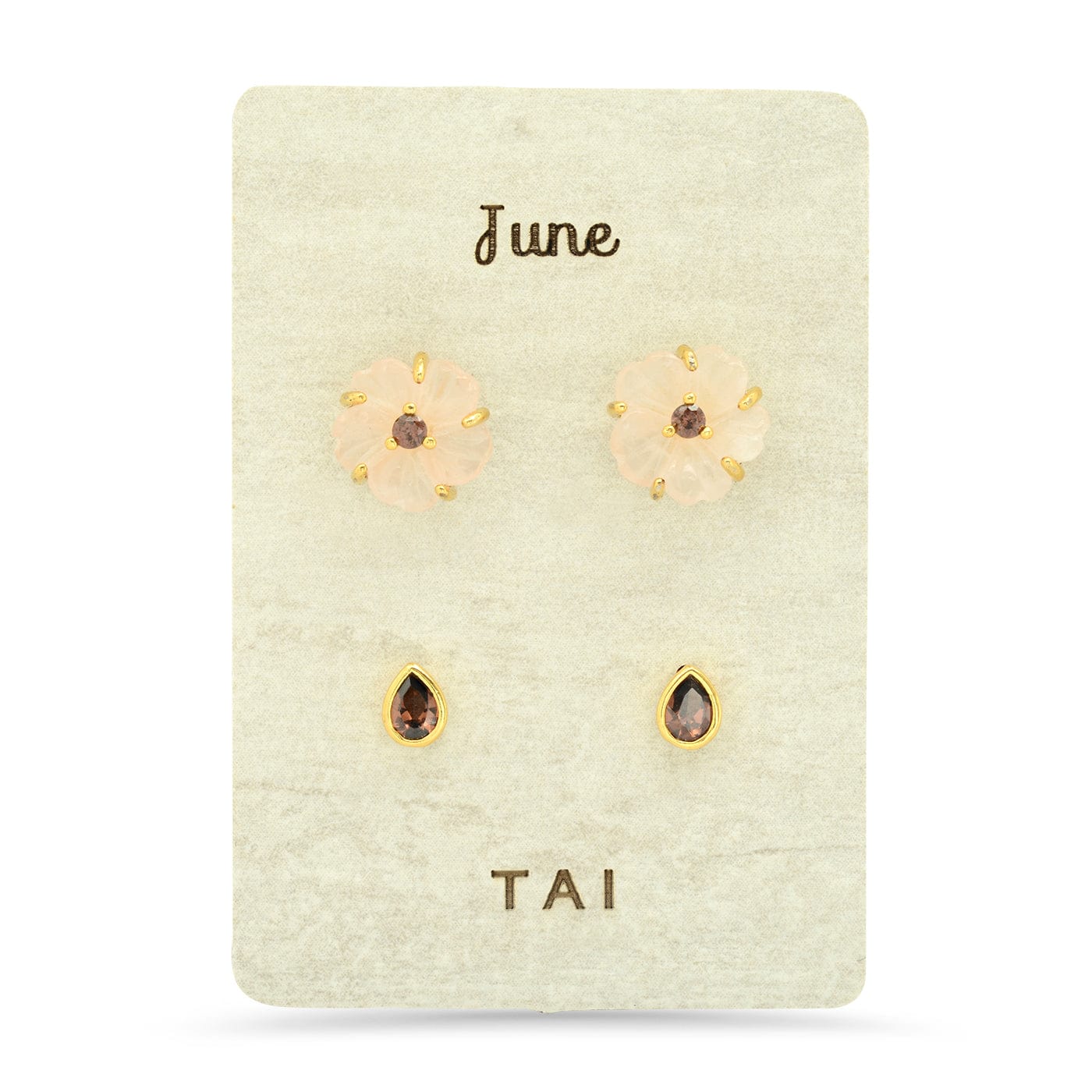 Rose Quartz Birthstone Earring Set