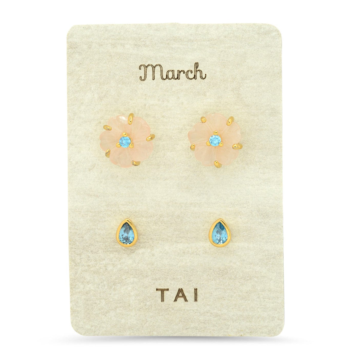 Rose Quartz Birthstone Earring Set