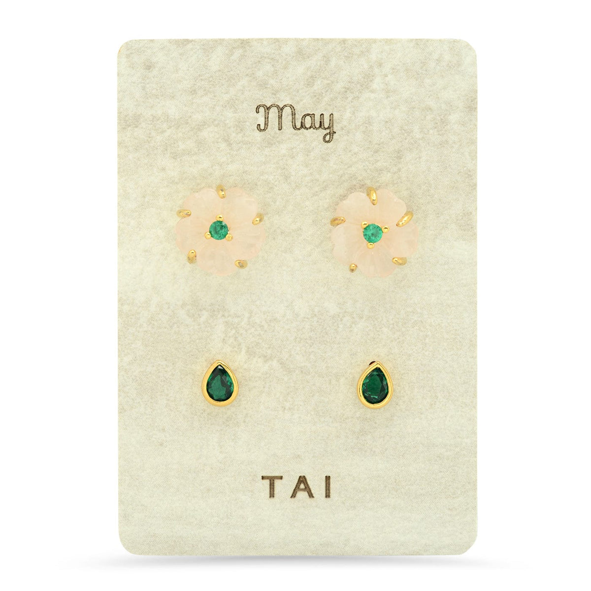 Rose Quartz Birthstone Earring Set