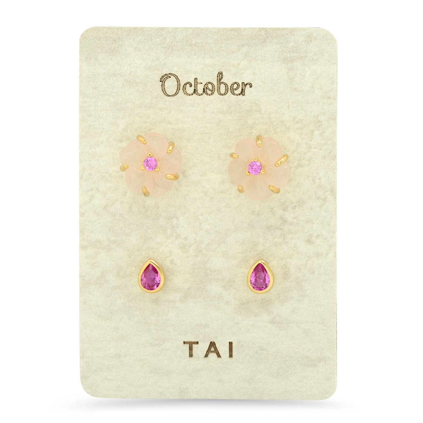 Rose Quartz Birthstone Earring Set