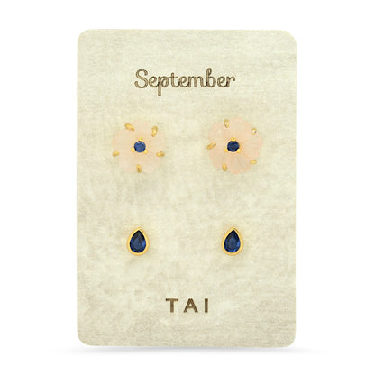 Rose Quartz Birthstone Earring Set