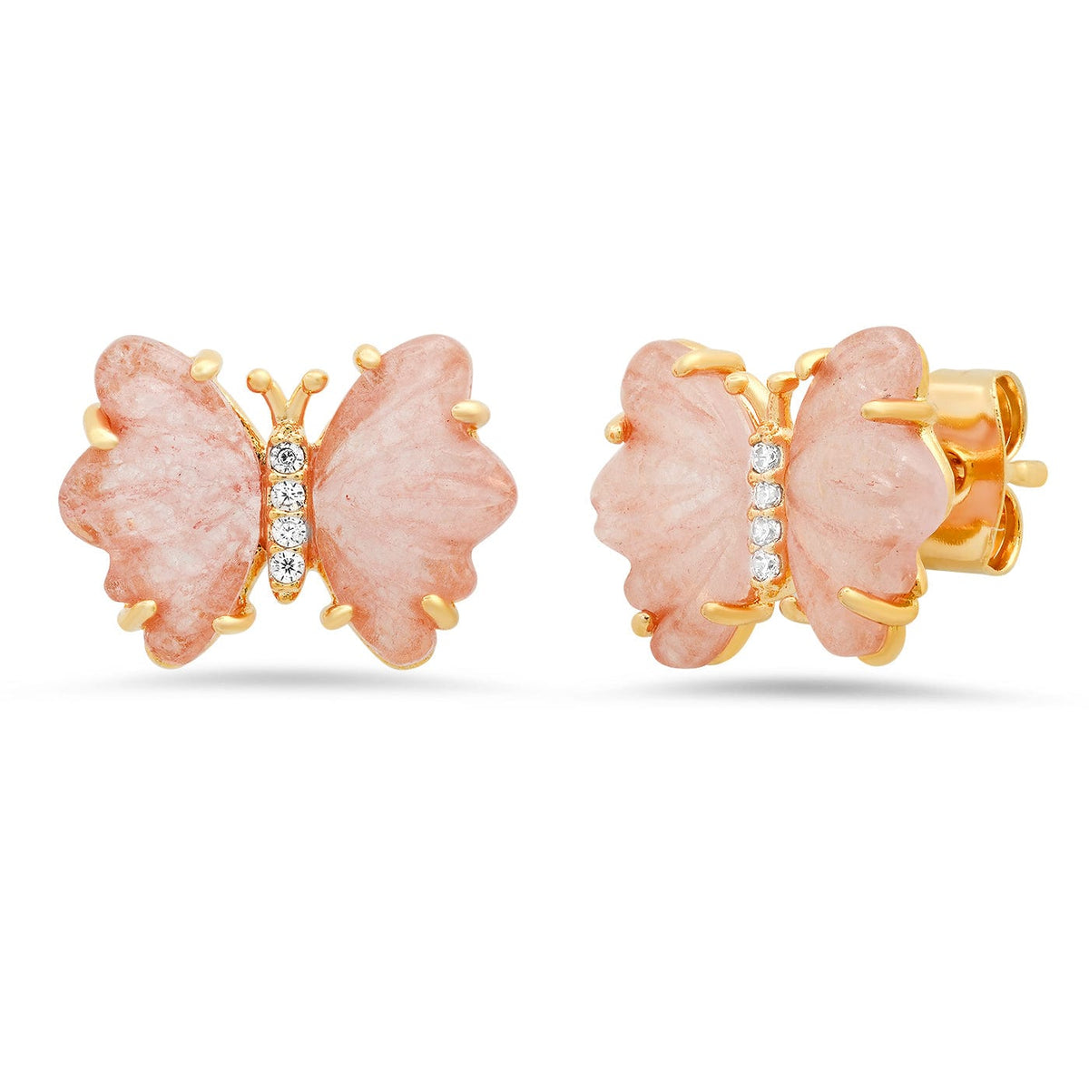 Rose Quartz Butterfly Studs