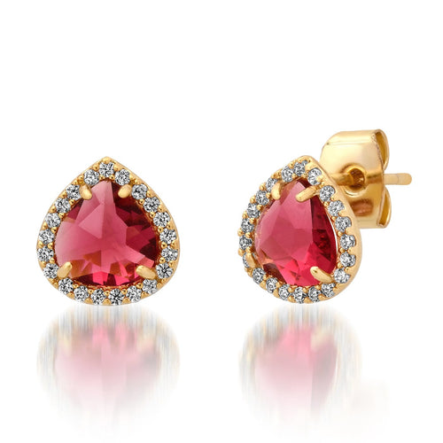 Ruby Halo Stud Earrings