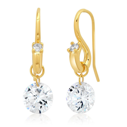 Solitaire Floating Cz French Wire Earring