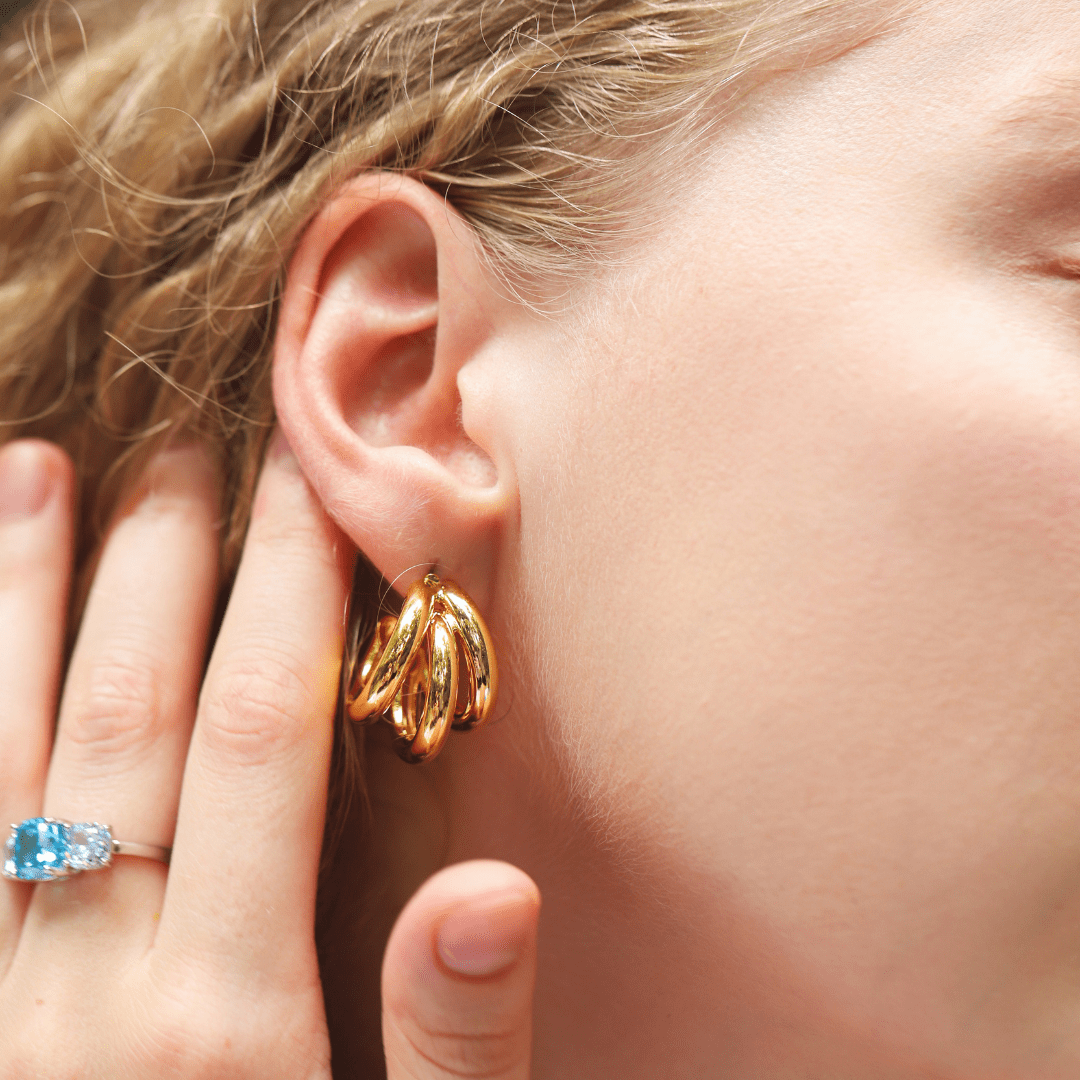 Triple Row Tubular Gold Hoop