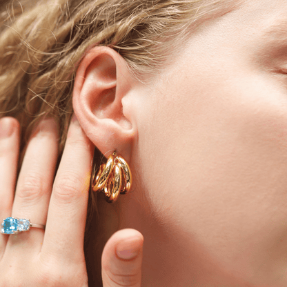 Triple Row Tubular Gold Hoop