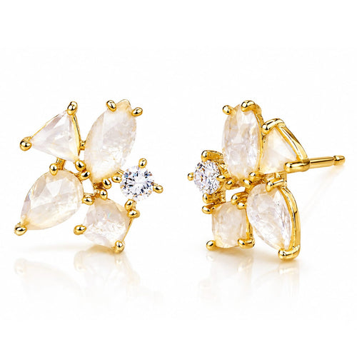 White Rock Crystal Flower Post Earring