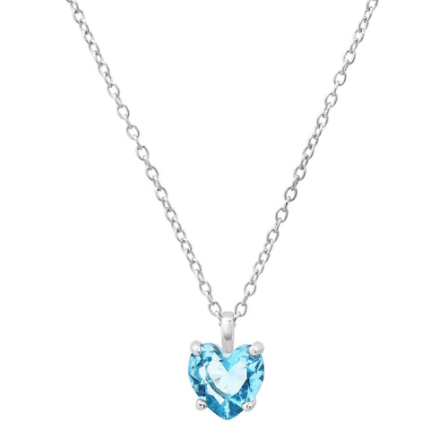 Aqua Heart Pendant Necklace
