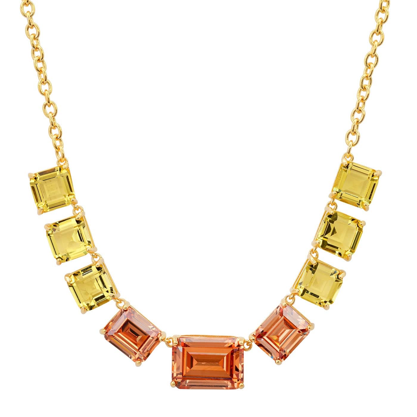 Chunky Emerald Cut Glass Stone Necklace