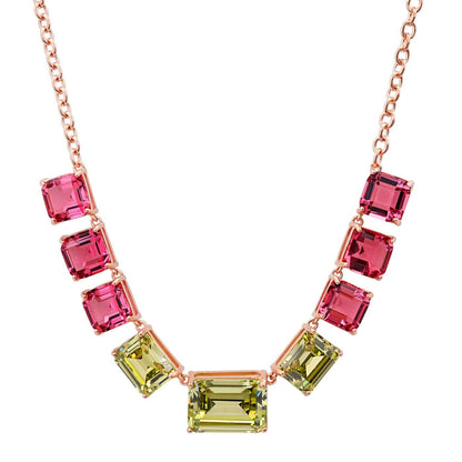 Chunky Emerald Cut Glass Stone Necklace