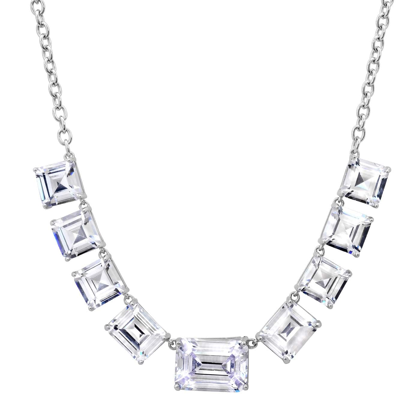 Chunky Emerald Cut Glass Stone Necklace