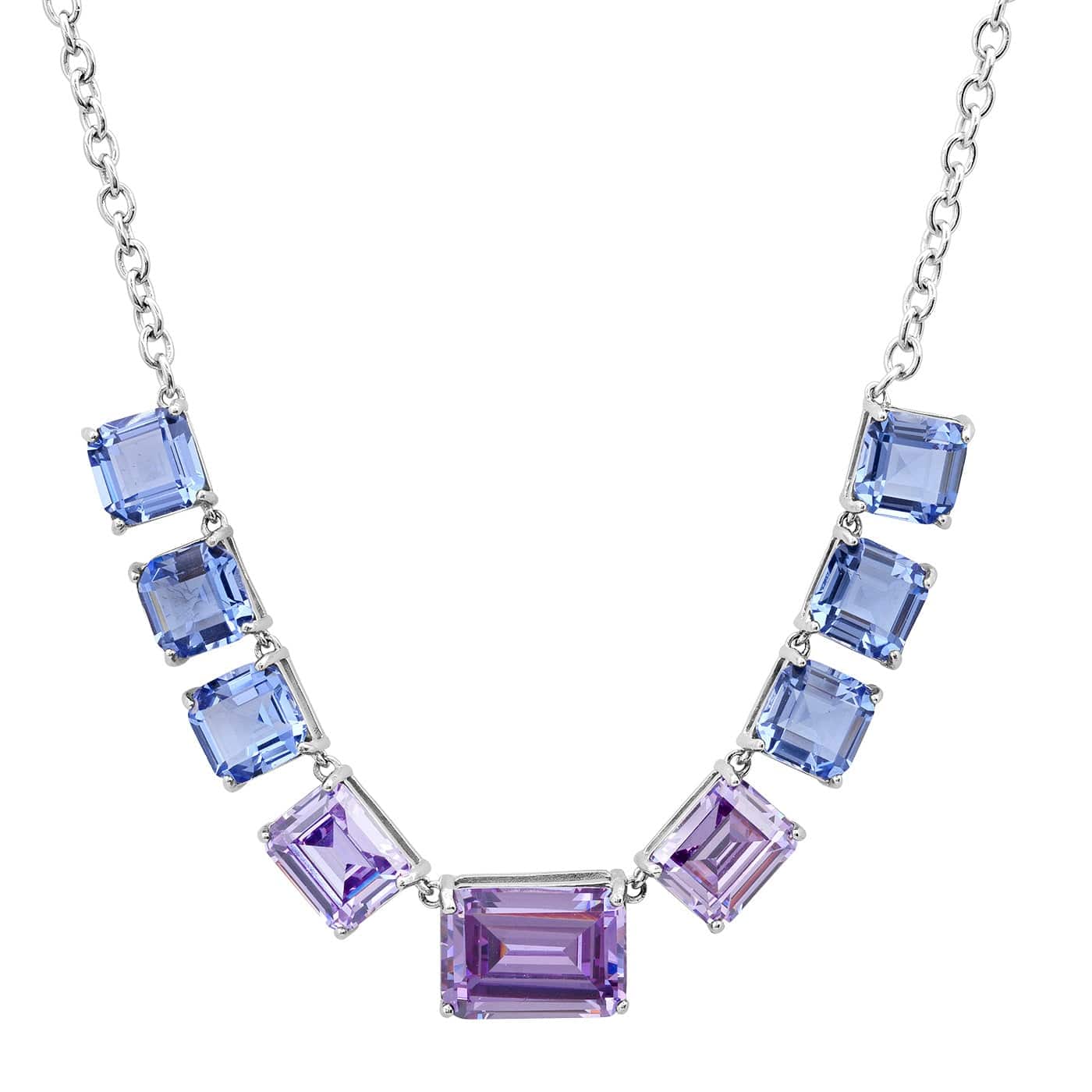 Chunky Emerald Cut Glass Stone Necklace