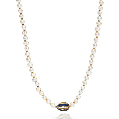 Cowrie Pearl Beaded Necklace