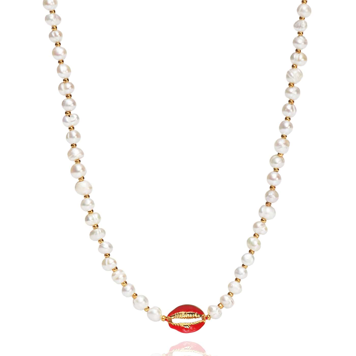 Cowrie Pearl Beaded Necklace