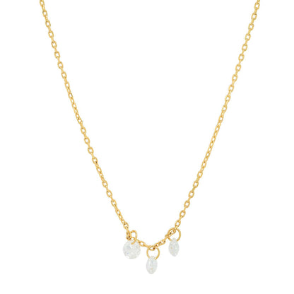 Delicate Chain Necklace With Three Floating Cz Stones