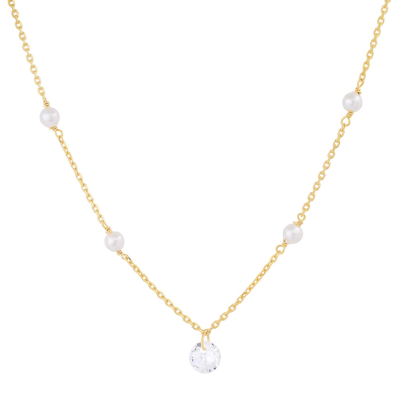 Floating Pearl & CZ Necklace