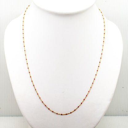 Gold Vermeil 34" Enamel Beaded Necklace (Orange)