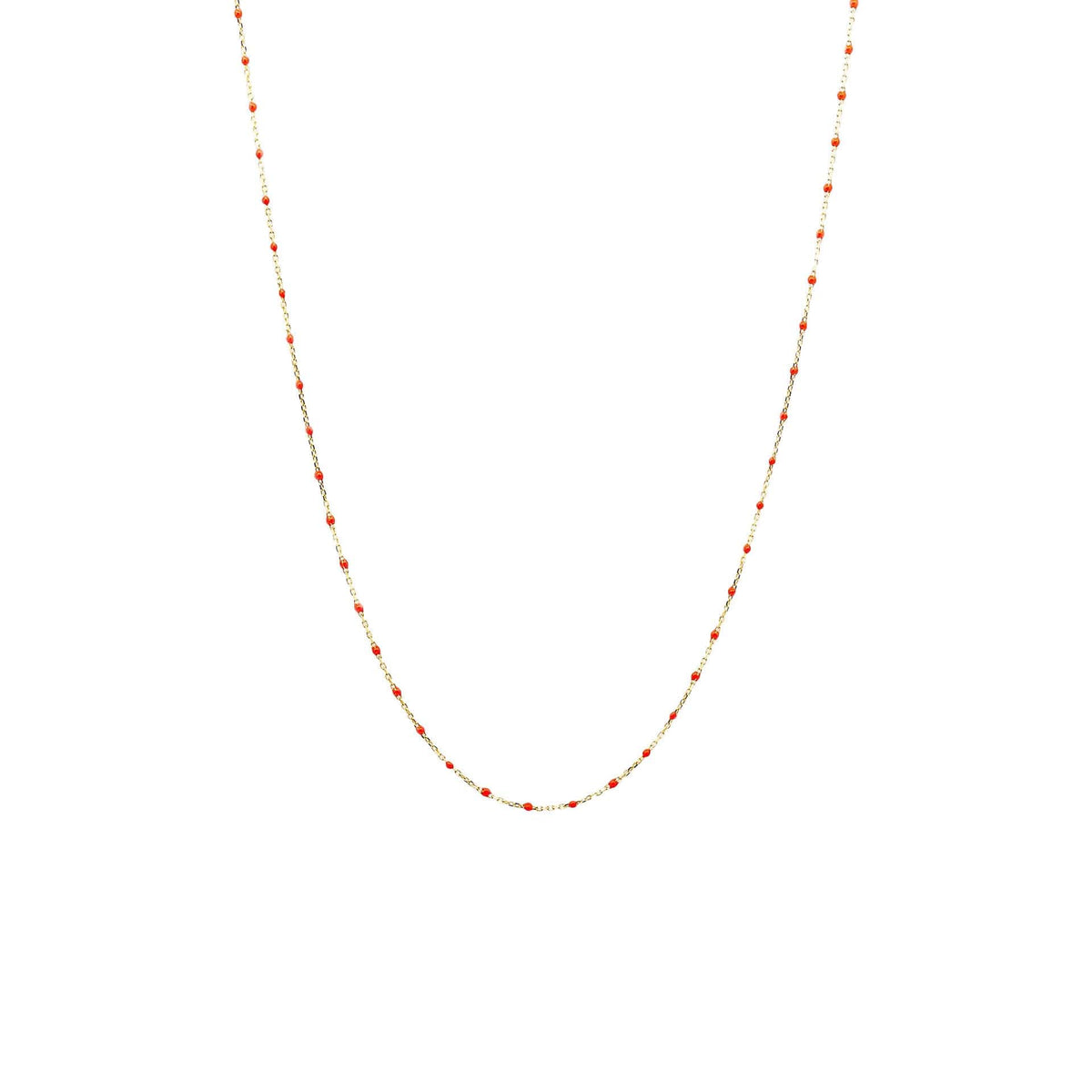 Gold Vermeil 34" Enamel Beaded Necklace (Orange)
