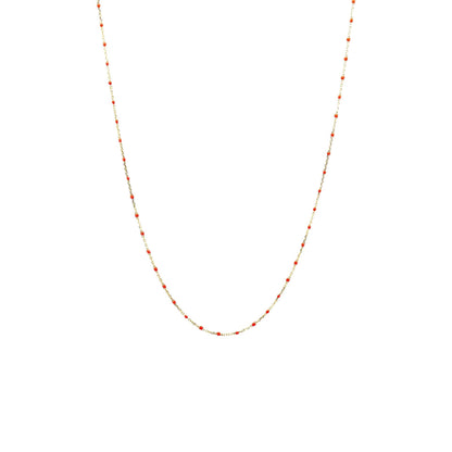 Gold Vermeil 34" Enamel Beaded Necklace (Orange)