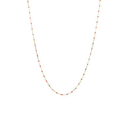 Gold Vermeil 34" Enamel Beaded Necklace (Orange)