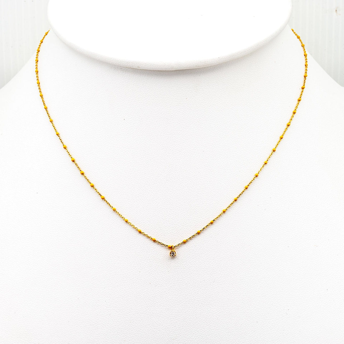 Gold Vermeil Enamel Necklace with Yellow CZ Charms