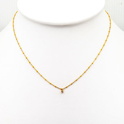 Gold Vermeil Enamel Necklace with Yellow CZ Charms