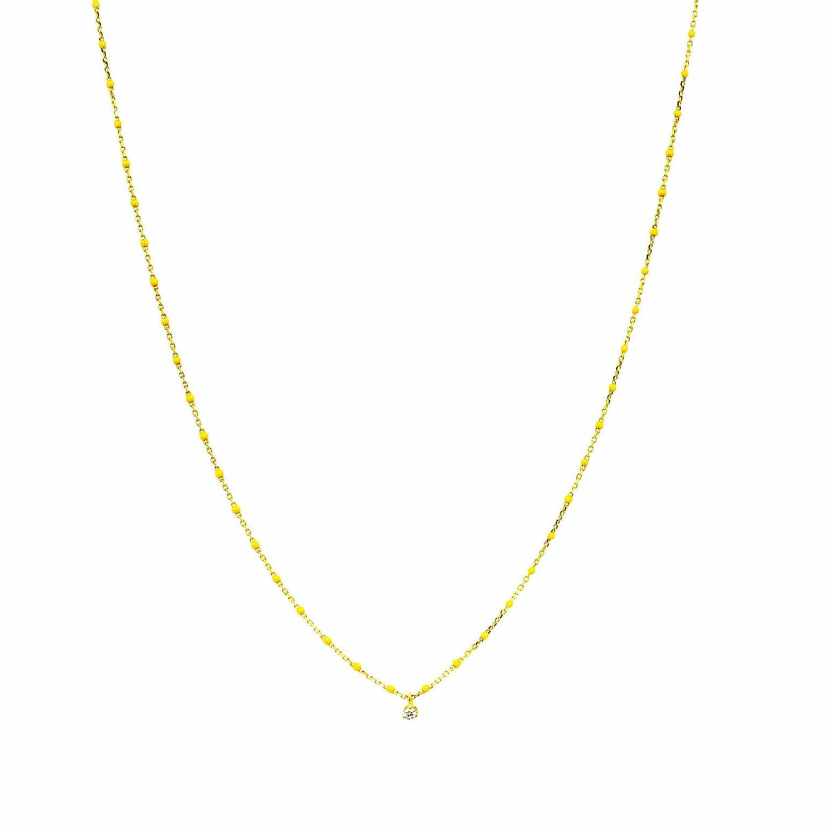 Gold Vermeil Enamel Necklace with Yellow CZ Charms