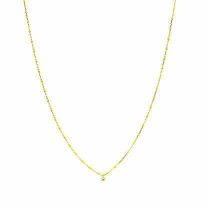 Gold Vermeil Enamel Necklace with Yellow CZ Charms