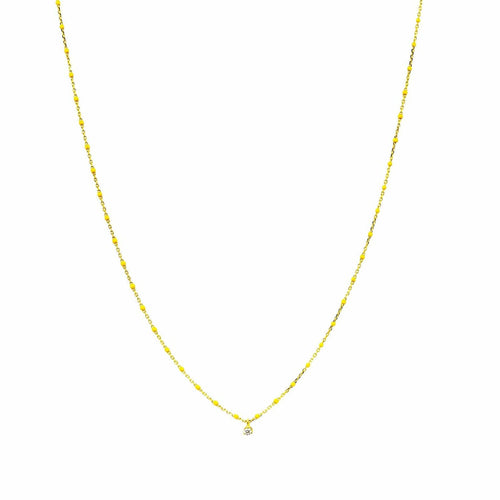 Gold Vermeil Enamel Necklace with Yellow CZ Charms