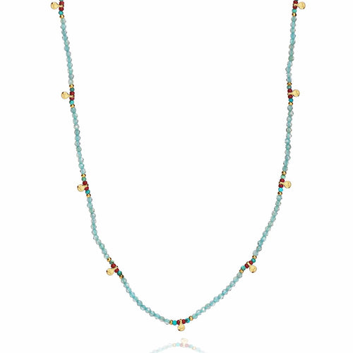 Handmade Beaded Necklace With Disc Dangles