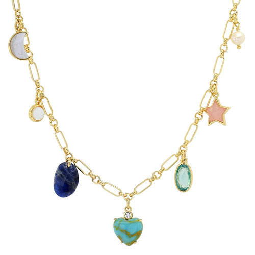 Heart and Moon Charm Necklace