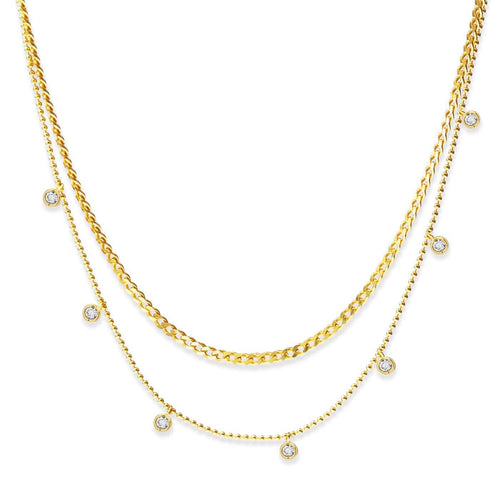 Layered CZ Drop Necklace