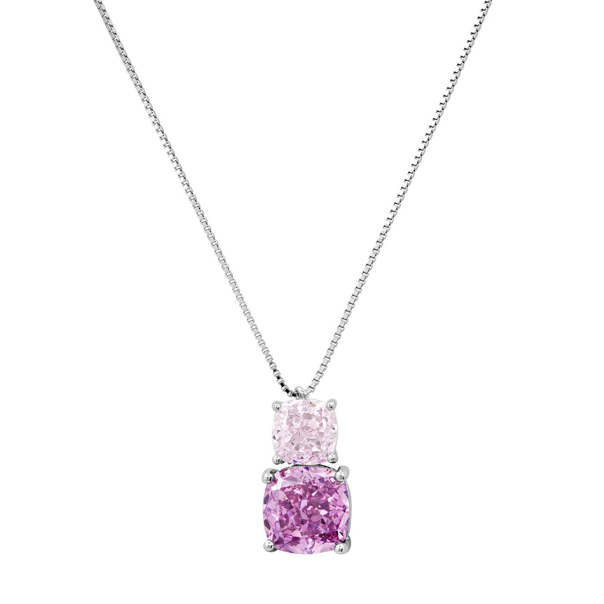 Ombre Pink Double Solitaire Pendant Necklace