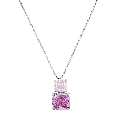 Ombre Pink Double Solitaire Pendant Necklace