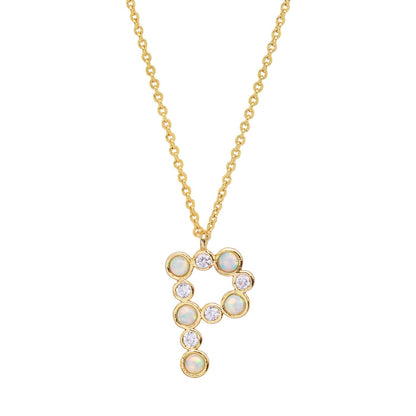 Opal Glow Monogram Necklace