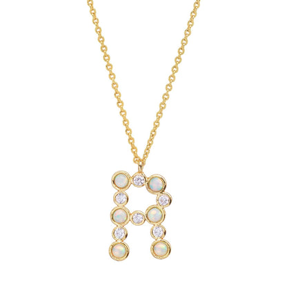 Opal Glow Monogram Necklace