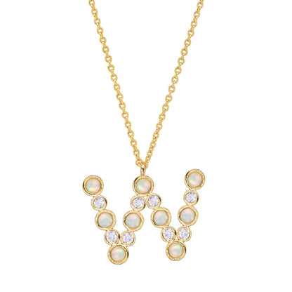 Opal Glow Monogram Necklace