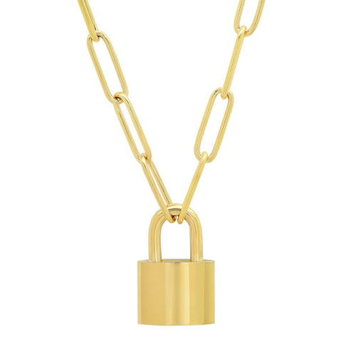 Oval Chain Link with Lock Pendant