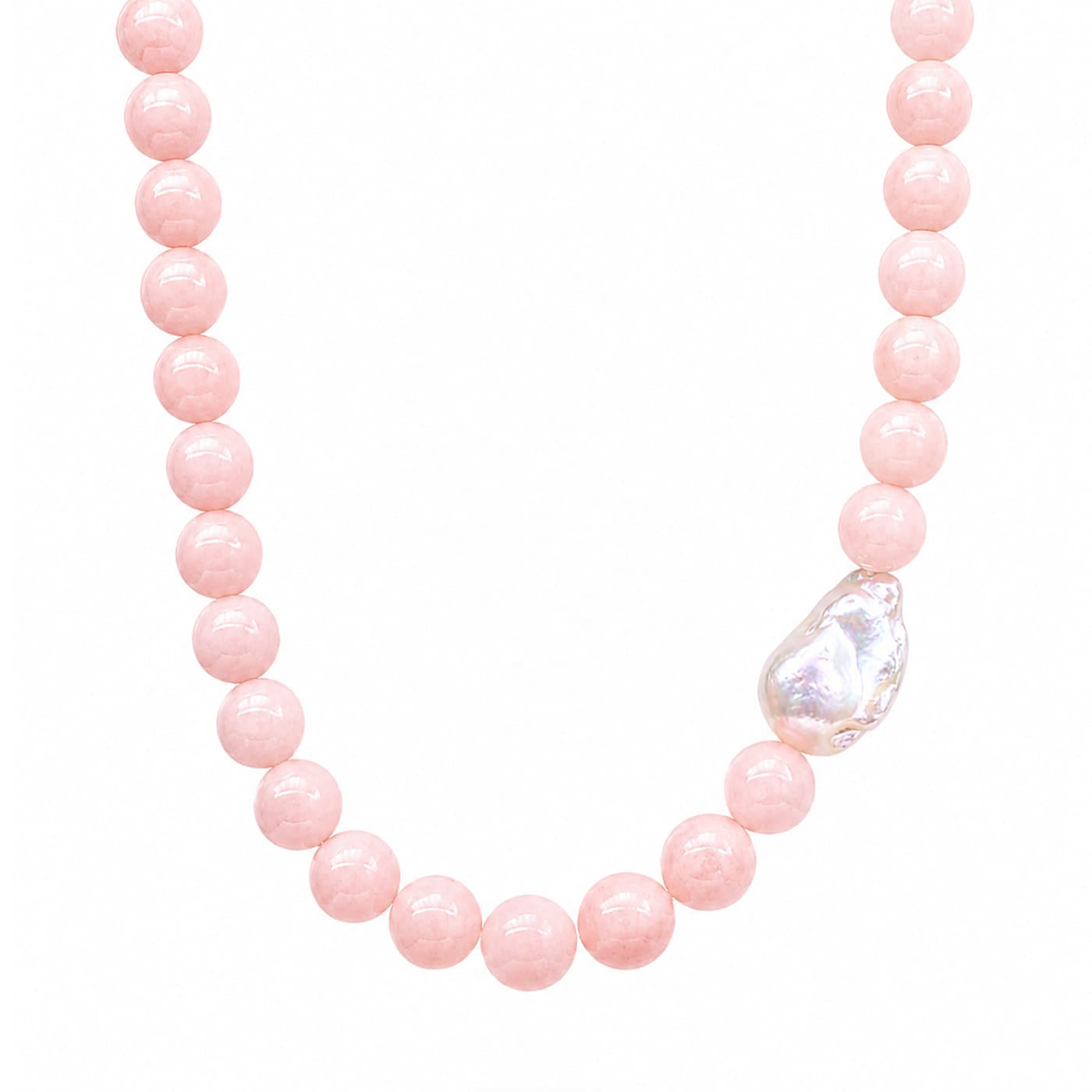 Pink Gemstone & Baroque Pearl Necklace