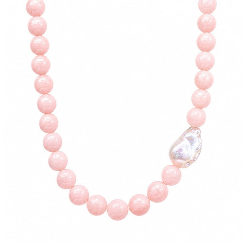 Pink Gemstone & Baroque Pearl Necklace