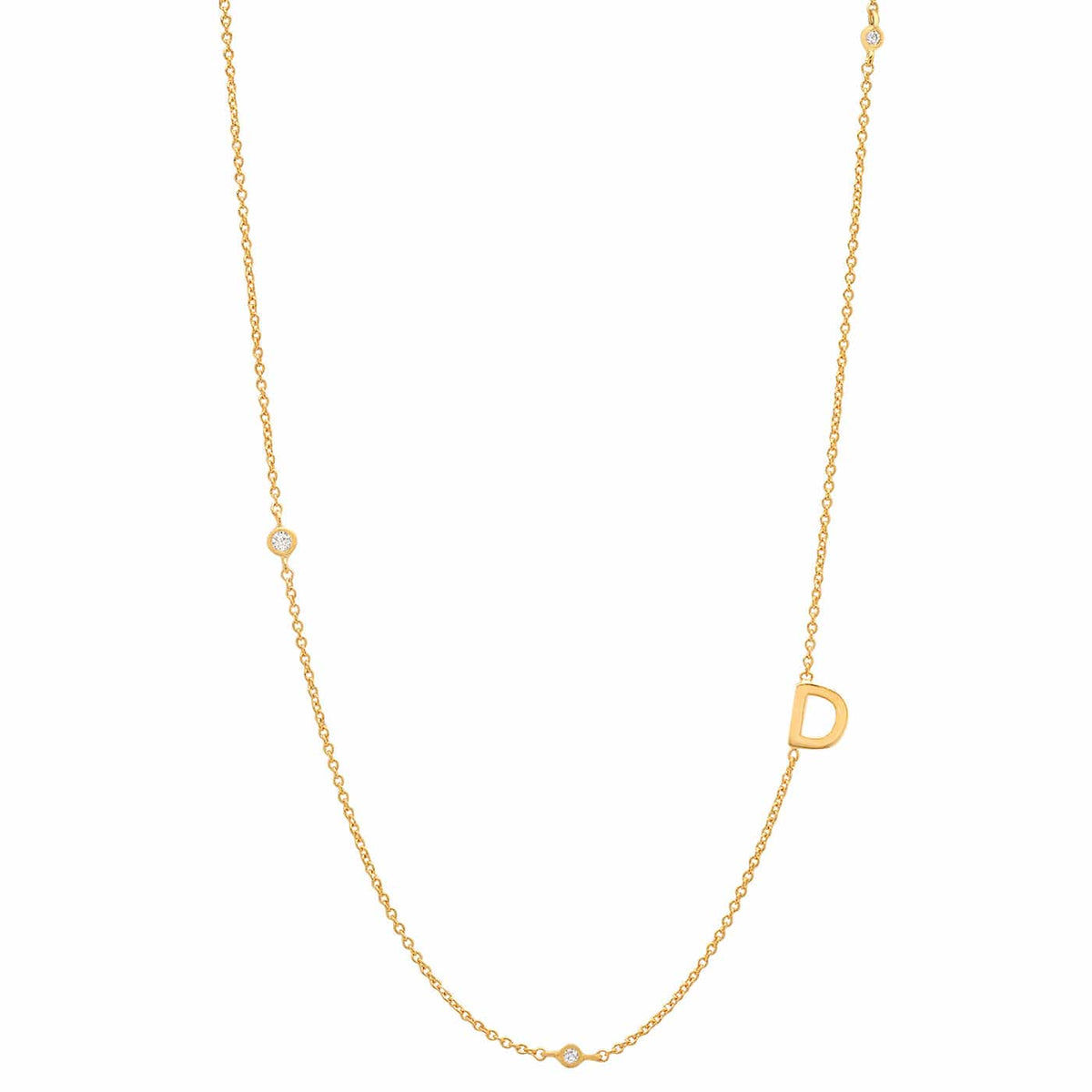Sideways Initial Gold Necklace With CZ Accents