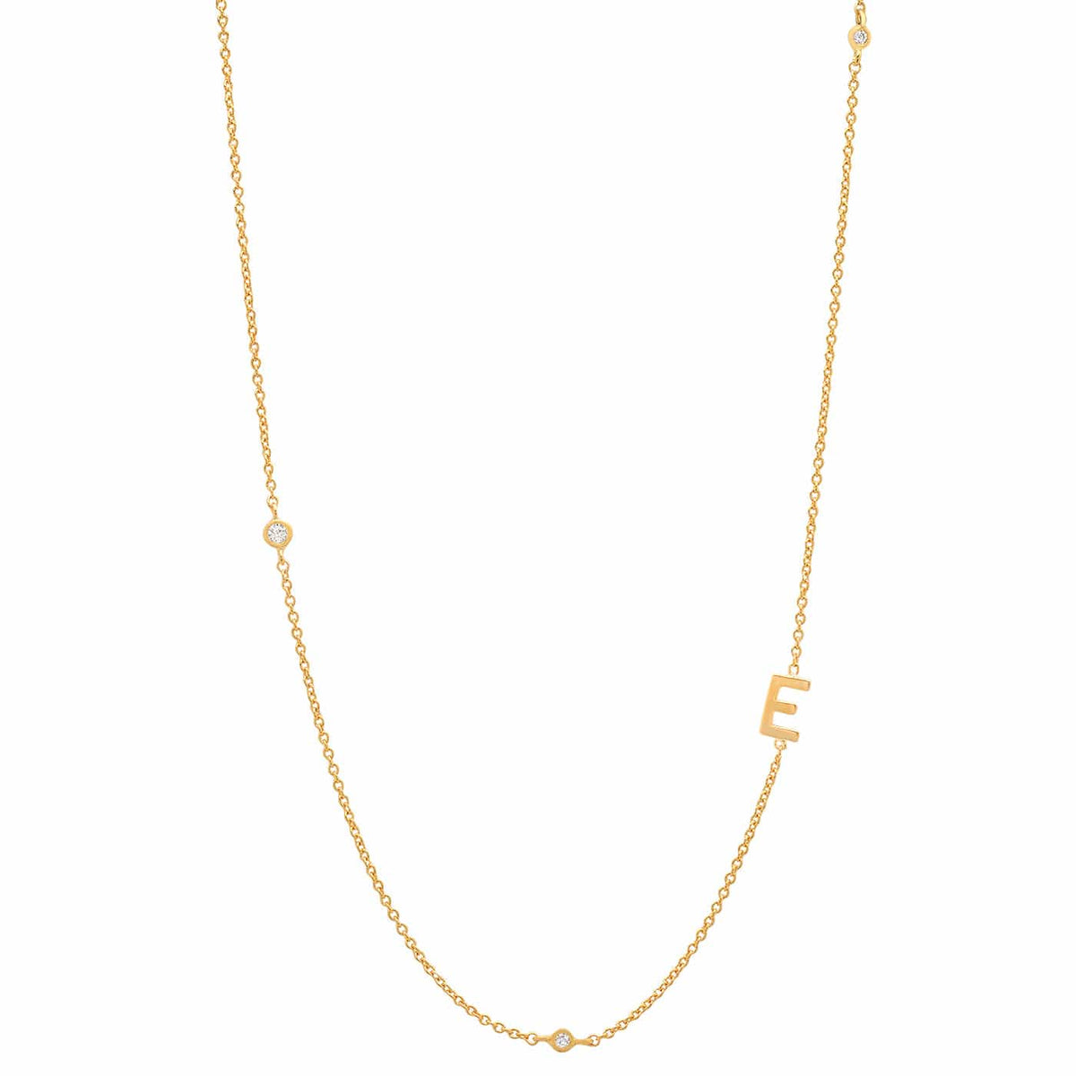 Sideways Initial Gold Necklace With CZ Accents