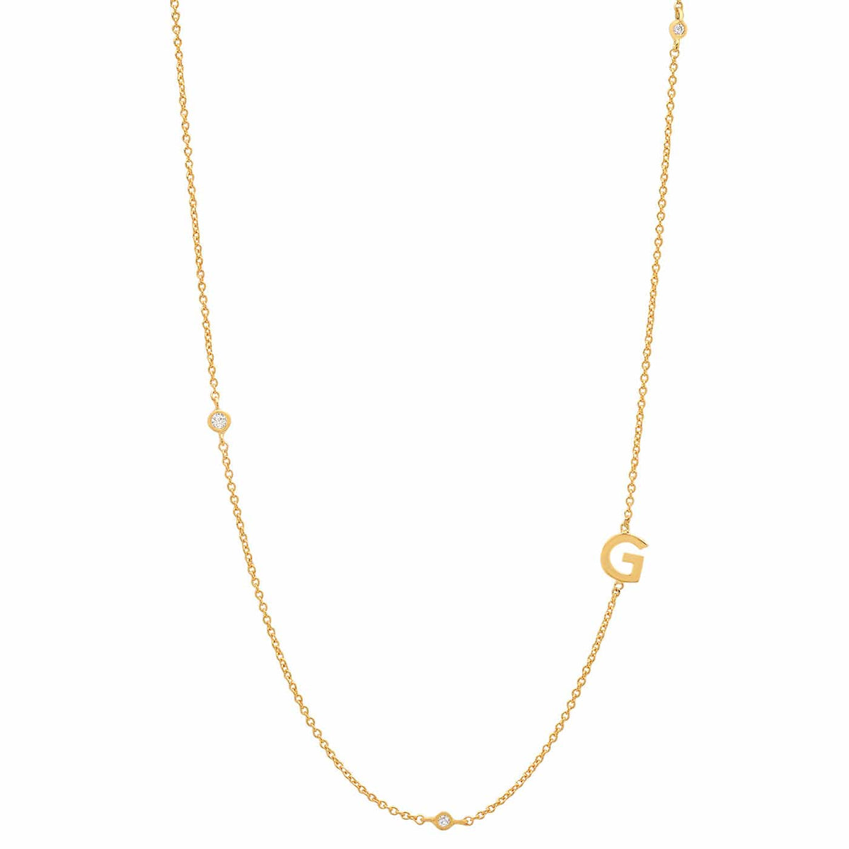 Sideways Initial Gold Necklace With CZ Accents