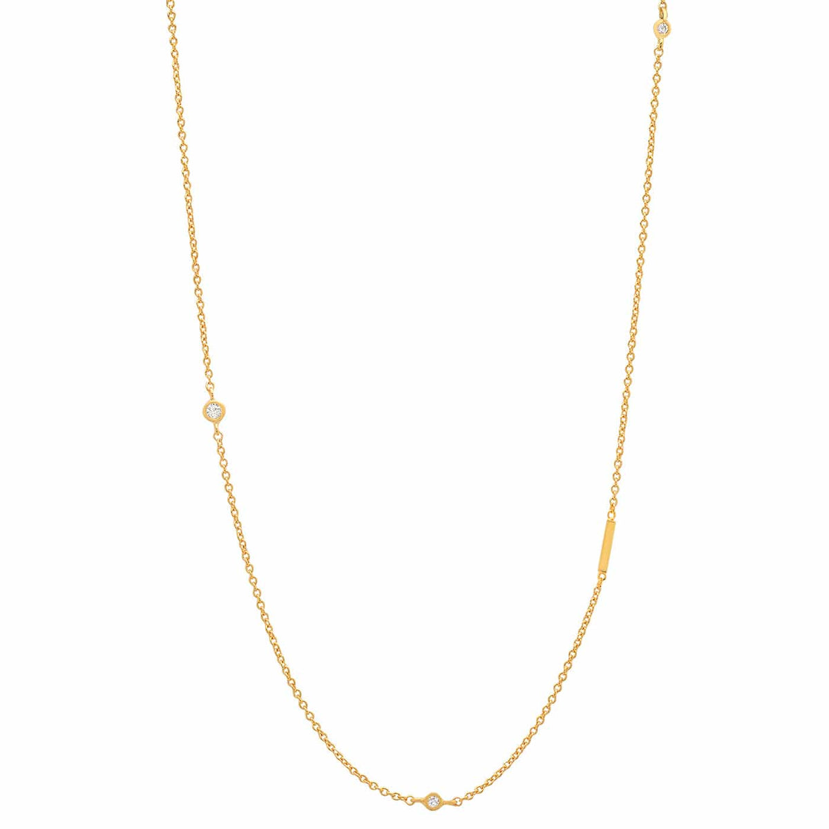 Sideways Initial Gold Necklace With CZ Accents