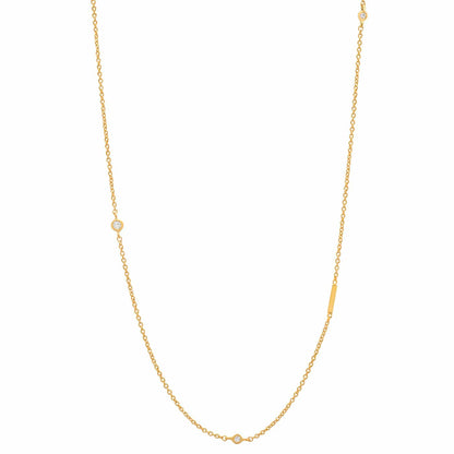 Sideways Initial Gold Necklace With CZ Accents
