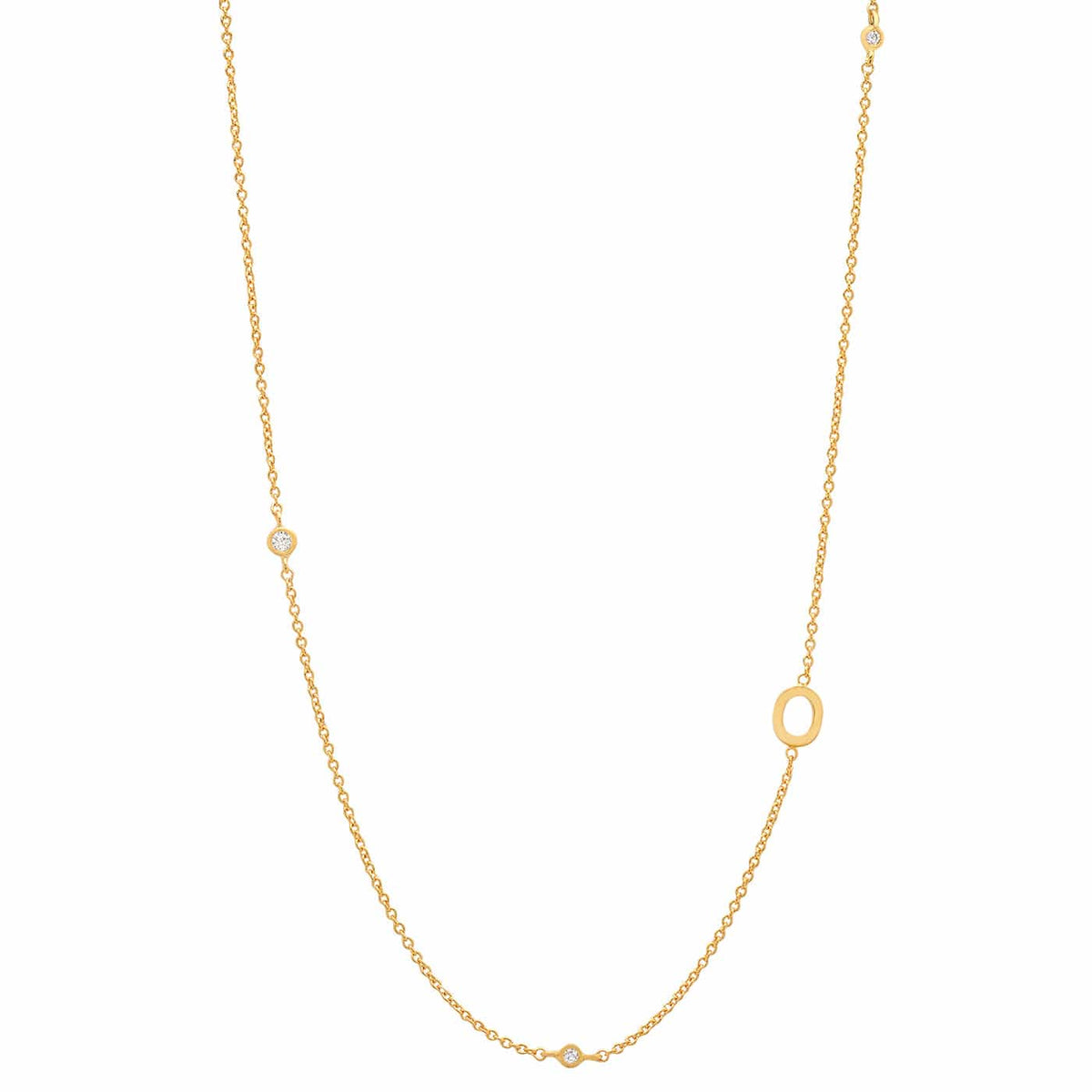 Sideways Initial Gold Necklace With CZ Accents