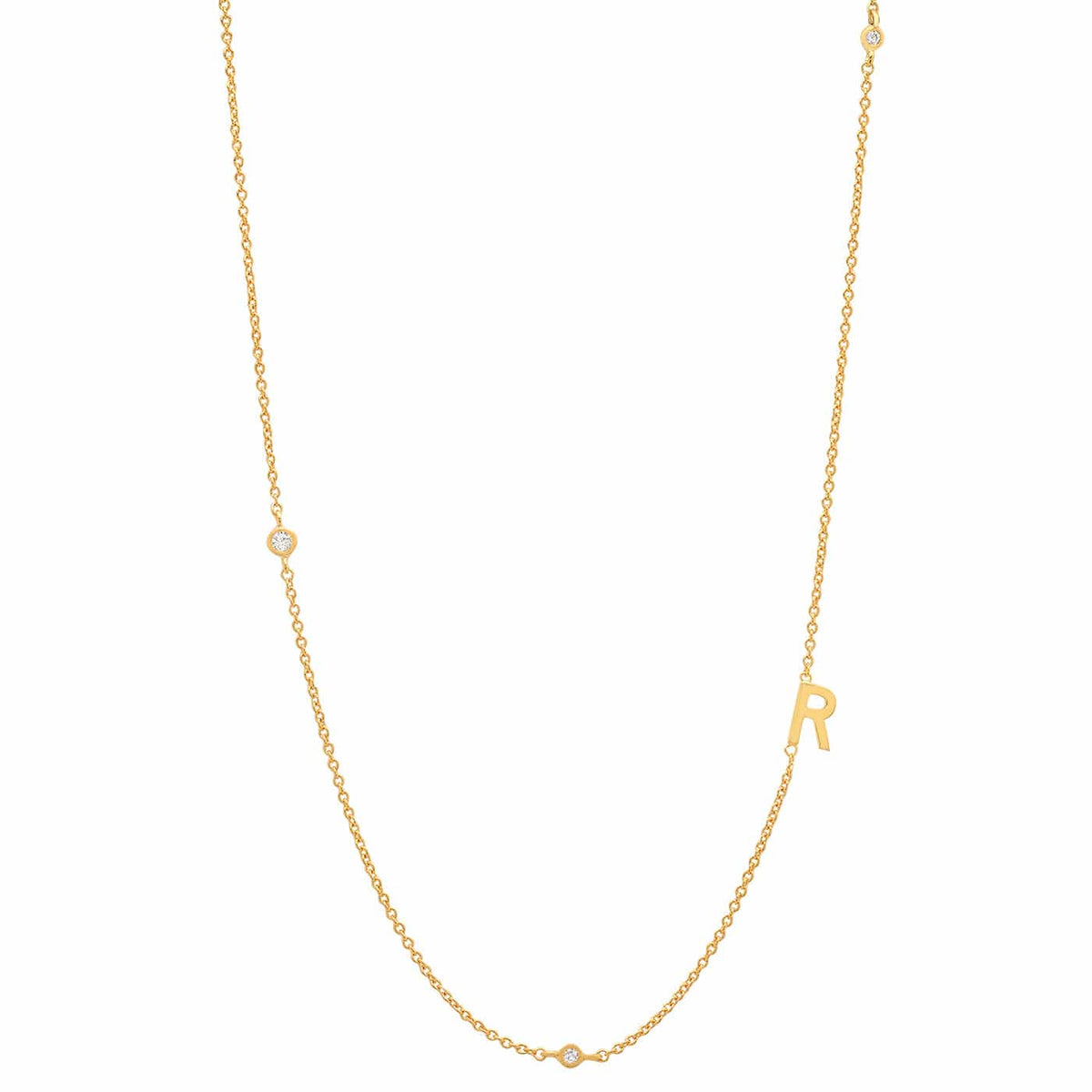 Sideways Initial Gold Necklace With CZ Accents